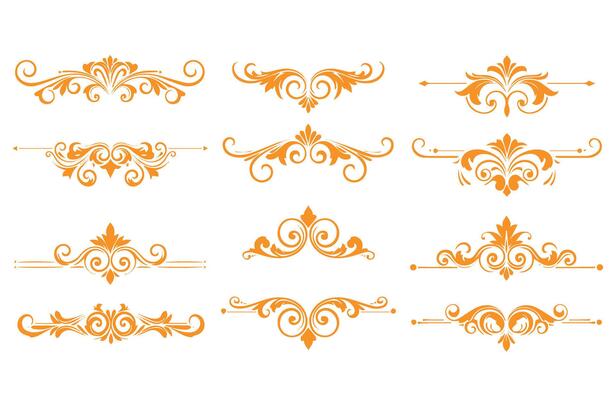 Fancy Floral Elements and Luxury Swirl Patterns Decoration Art