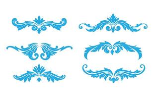 Fancy Floral Elements and Ornamental Lines Sophisticated Design Set vector