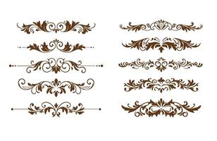 Elegant Ornamental Lines and Fancy Floral Elements Swirl Design Set vector