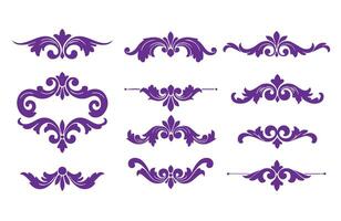 Fancy Floral Elements and Ornamental Lines Swirl Pattern Collection vector