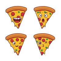 Happy and Furious Pizza Slice Character Set for Fun vector