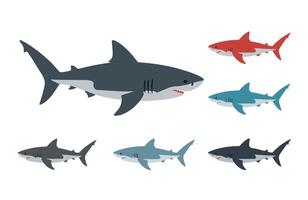Shark Cartoon Smiling Great White Character Ocean Design vector