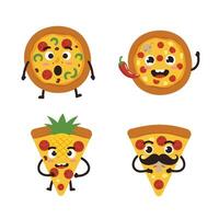 Expressive Cheesy Pizza Slice Art Set with Mood Swings vector