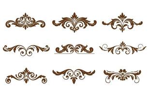 Fancy Floral Elements and Luxury Swirl Patterns Elegant Dividers vector