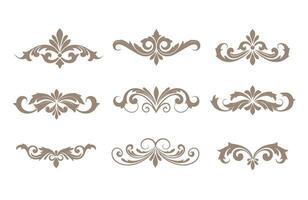 Decorative Flourishes with Elegant Ornamental Lines Swirl Patterns Set vector