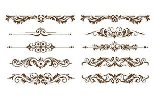 Fancy Floral Elements and Elegant Ornamental Lines Swirl Patterns Set vector
