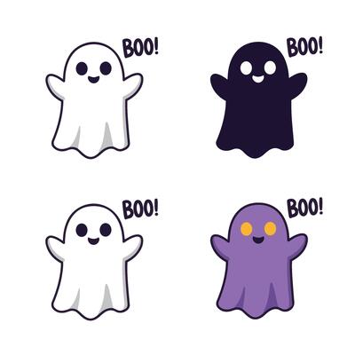 Kawaii Ghost Cute Floating Ghost Halloween Fun Boo Expression