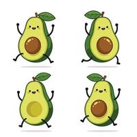 Funny Avocado Smiling Happy Dancing Kawaii Fruit Art vector