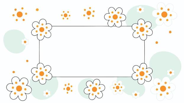 A frame with flowers and dots on it vector