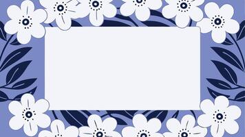 A frame with white flowers on a blue background vector