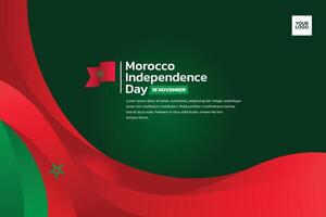 morocco independence day background with red and green waves vector