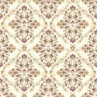 Classic damask pattern in a subdued shade of cream on a pale white background, radiating timeless elegance vector