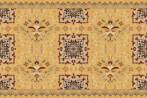 Classic damask pattern in a subdued shade of cream on a pale gold background, radiating timeless elegance vector