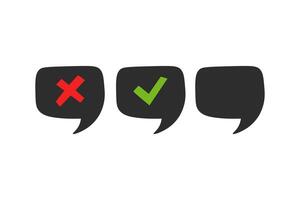 Speech Bubbles with Check Mark and Cross Symbol vector
