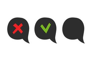 Round Speech Bubbles with Check Mark Cross Symbol vector