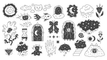 Surreal Celestial Illustrations Set vector
