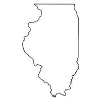 Black and White Outline Map of Illinois vector