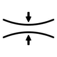 Horizontal line arrows pointing downwards and upwards, symbolizing compression expansion vector