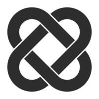 Knot interconnection symbol of connection by four intertwined loops vector