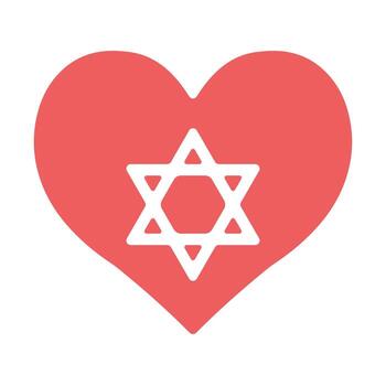 Red heart shape with a white Star of David in the center vector