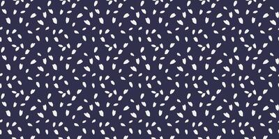 Plain polka dots, drops, spots seamless pattern. Unique white tiny random snowflakes, circles print on a black background. hand drawn sketch. Contemporary minimalist ornament vector