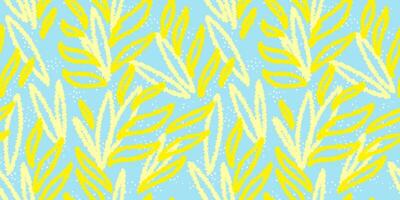 Unique yellow abstract organic shapes seamless pattern on a blue background. hand drawn sketch creative forms print. Contemporary minimalist ornament. vector