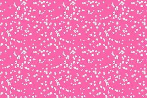 Seamless pattern of tiny white floral dots, small spots, little drops scattered across a pink background. This playful, minimalist design for print, textiles, gift wrap, wallpapers, stationery vector