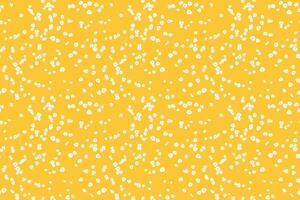 Seamless pattern of tiny white floral dots, small spots, little drops scattered across a yellow background. This playful, minimalist design for print, textiles, gift wrap, wallpapers, stationery vector
