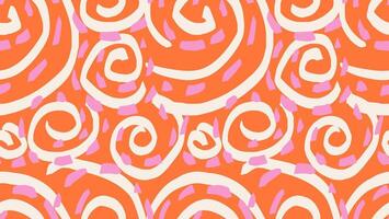 Hand drawn large abstract organic shapes seamless pattern. orange background with sketch unique twisted shape. Contemporary minimalist simple ornament for print. vector