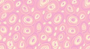 Pastel abstract seamless pattern with unique swirl organic shapes on a pink background. hand drawn irregular shape circular. Contemporary background ornament for print vector