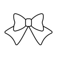 Hand drawn tied bow icon. Tied ribbon in doodle style. Outline Decoration element. Isolated on white. vector