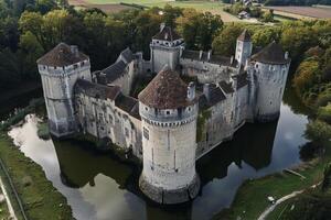 An aerial view of a castle in france photo