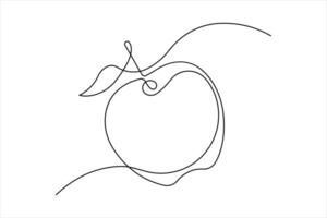 Continuous one line drawing of apple fruit design illustration vector