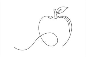 Continuous single line art drawing of apple fruit illustration vector