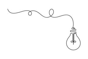 Continuous one line art drawing of electric light bulb design illustration vector