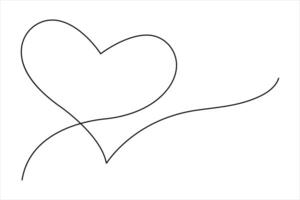 Continuous single line drawing of heart valentine's day love isolated illustration design vector