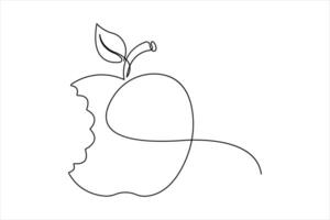 Continuous single one line art drawing of apple fruit illustration vector