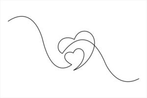 Continuous single line art drawing of love illustration heart valentine's day vector