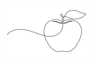 Continuous one line art drawing of apple fruit design illustration vector