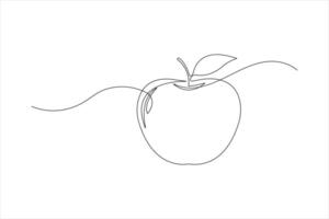 Continuous one line art drawing of apple fruit design vector