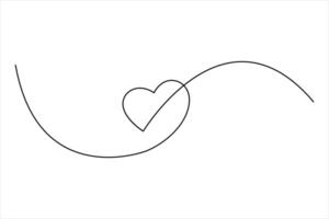 Continuous one line drawing love design illustration heart valentine's day vector