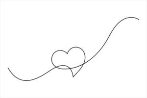 Continuous one line art drawing of love illustration heart valentine's day vector