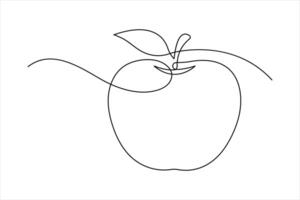 Continuous single line art drawing of apple fruit design illustration vector