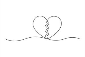 Continuous one line drawing of heart valentine's day love icon design illustration vector