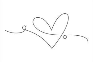 Continuous one line drawing of heart valentine's day love design vector