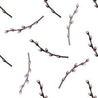 Hand drawn colored vintage seamless pattern of willow branches for Easter vector