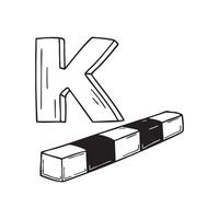 An illustration of kerb beside letter K vector