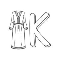 An illustration of kaftan beside letter K vector