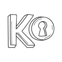 An illustration of keyhole beside letter K vector