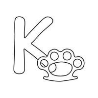 An illustration of knuckle beside letter K vector